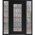 Front Exterior Prehung Aluminum Door / Iron 1688 Black / Entry Steel Metal Classic Painted 64 x 80 (16+36+16" x 80")-Right-hand Inswing Black