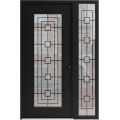 Front Exterior Prehung Aluminum Door / Iron 1688 Black / Entry Steel Metal Classic Painted 48 x 80 (36+12" x 80")-Left-hand Inswing Black