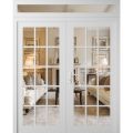 Front Exterior Prehung Metal-Plastic Double Doors Clear Glass / MANUX 8151 White Silk / Office Commercial and Residential Doors Entrance Patio Garage 72" x 92" Right-Hand Inswing White