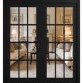 Front Exterior Prehung Metal-Plastic Double Doors Clear Glass / MANUX 8355 Matte Black / Office Commercial and Residential Doors Entrance Patio Garage 72" x 80" Left-Hand Inswing Black Matte