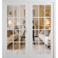 Front Exterior Prehung Metal-Plastic Double Doors Clear Glass / MANUX 8355 Matte Black / Office Commercial and Residential Doors Entrance Patio Garage 72" x 80" Left-Hand Inswing White