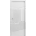 Sliding French Pocket Door with | Planum 0010 Primed | Kit Trims Rail Hardware | Solid Wood Interior Bedroom Sturdy Doors Gloss White