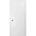 Sliding French Pocket Door with | Planum 0010 Primed | Kit Trims Rail Hardware | Solid Wood Interior Bedroom Sturdy Doors White