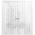 Sliding Closet Double Bi-fold Doors 72 x 80 inches | Quadro 4088 Gloss White | Tracks Trims Hardware Set | Wood Solid Bedroom Wardrobe Doors Gloss White