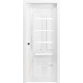 Sliding Pocket Door 18 x 80 inches | Quadro 4088 Gloss White | Kit Rail Hardware | Solid Wood Interior Bedroom Doors Gloss White