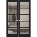 Hidden Double Doors | Quadro 4522 White Silk Concealed Metal Frame 36" x 80" (2* 18x80) Right-hand Inswing Black Matte