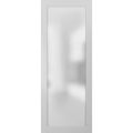 Slab Barn Door Panel | Planum 2102 Oak with Frosted Glass | Sturdy Finished Doors | Pocket Closet Sliding White