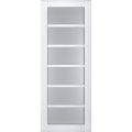 Slab Barn Door Panel Frosted Glass | Veregio 7602 Antracite | Sturdy Finished Doors | Pocket Closet Sliding-32" x 80" White