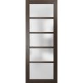 Lite Slab Barn Door Panel | Quadro 4002 White Silk with Frosted Opaque Glass | Sturdy Finished Wooden Modern Doors | Pocket Closet Sliding-24" x 80" Chocolate Ash