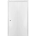 Sliding Closet Bi-fold Doors | Planum 0010 Chocolate Ash | Sturdy Tracks Moldings Trims Hardware Set | Wood Solid Bedroom Wardrobe Doors  White