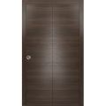 Sliding Closet Bi-fold Doors | Planum 0010 Chocolate Ash | Sturdy Tracks Moldings Trims Hardware Set | Wood Solid Bedroom Wardrobe Doors  Chocolate Ash