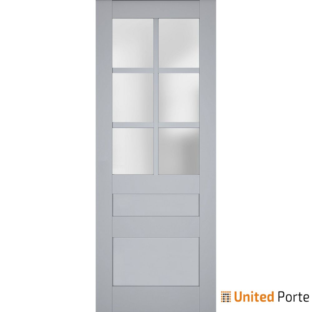 Slab Barn Door Panel | Veregio 7339 Matte Grey with Frosted Glass ...