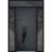 Front Exterior Prehung Steel Door / Deux 6501 Anthracite / 2 Sidelight and Transom Window / Stainless Inserts Single Modern Painted-W14+36+14" x H80+16"-Right-hand Inswing Antracite