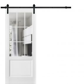Sliding French Double Pocket Doors | Felicia 3599 White Silk with Clear ...