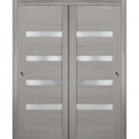 Sturdy Barn Door | Quadro 4113 Grey Ash with Frosted Glass | 6.6FT Rail ...