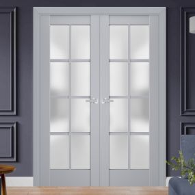 French Double Panel Lite Doors with Hardware | Quadro 4522 White Silk ...