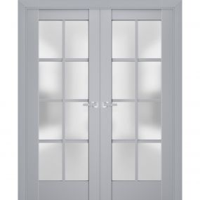 French Double Panel Lite Doors with Hardware | Quadro 4522 Matte Black ...