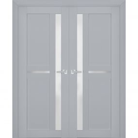 French Double Panel Lite Doors with Hardware | Quadro 4522 Matte Black ...