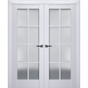 French Double Panel Lite Doors with Hardware | Quadro 4522 Matte Black ...