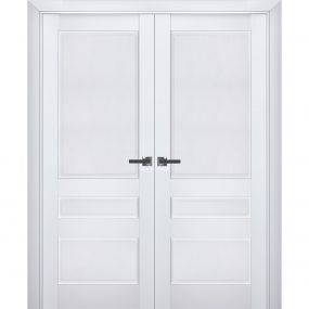 French Double Panel Lite Doors with Hardware | Quadro 4522 White Silk ...