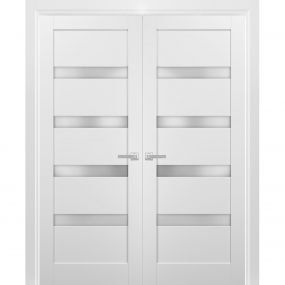 Sliding Double Barn Doors with Hardware | Quadro 4113 White Silk with ...