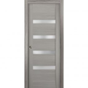 Sturdy Barn Door | Quadro 4113 Grey Ash with Frosted Glass | 6.6FT Rail ...