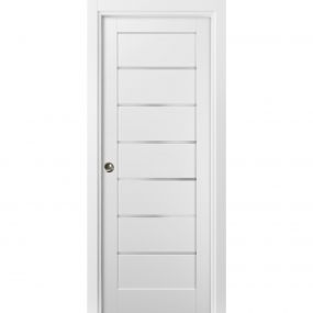 Pantry Kitchen Lite Door with Hardware | Quadro 4117 White Silk with ...