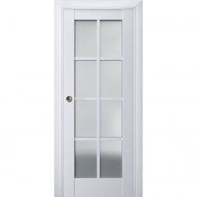 Sliding French Pocket Door with Frosted Glass | Quadro 4088 Chocolate ...