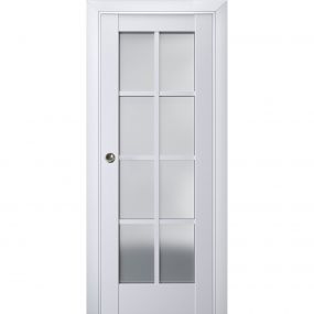 Sliding French Pocket Door with Frosted Glass | Quadro 4088 Chocolate ...