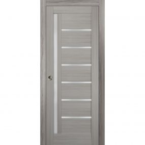 Sturdy Barn Door Frosted Glass | Quadro 4088 Grey Ash | 6.6FT Rail ...