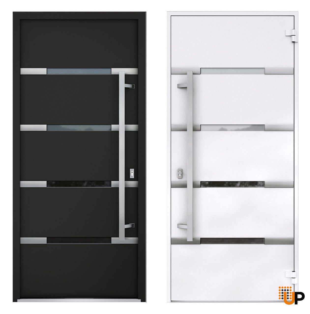 Front Exterior Prehung Steel Door / Deux 1105 Black Enamel / Sidelight ...
