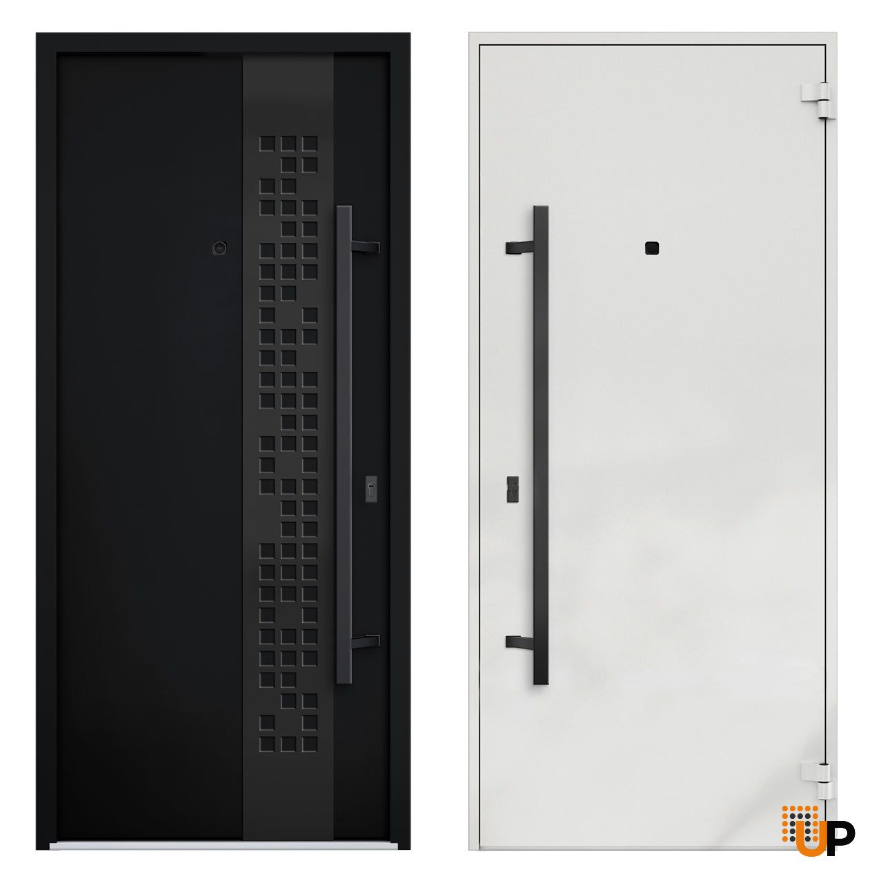 Front Exterior Prehung Steel Door / Deux 6078 Black Enamel / 2 ...
