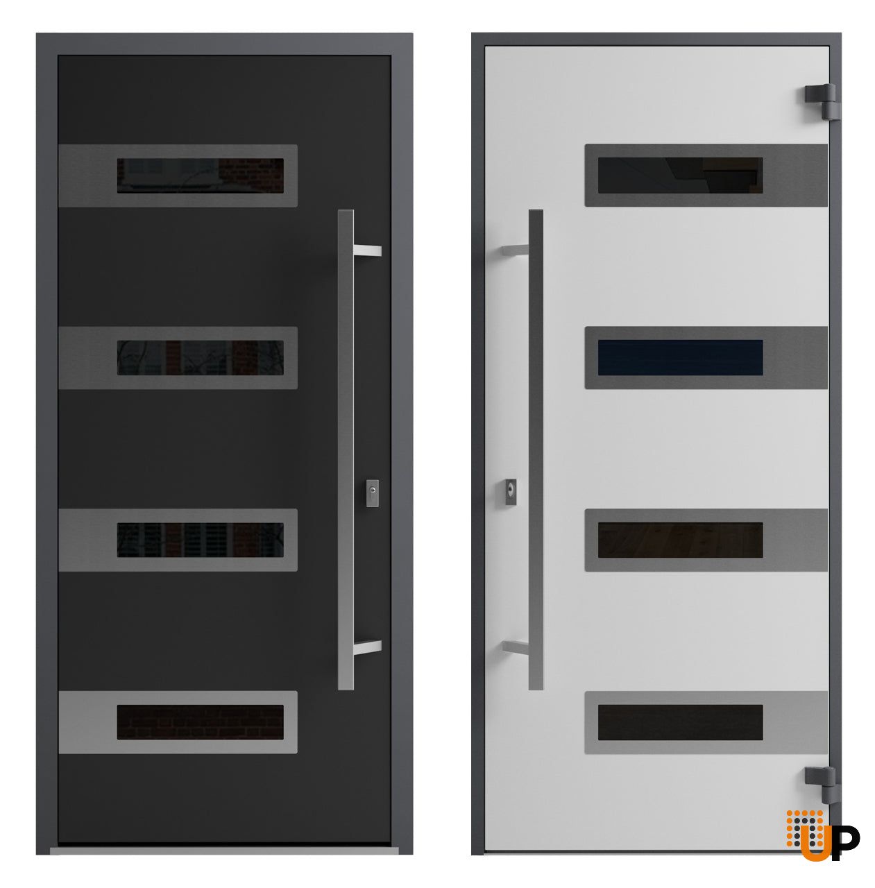 Front Exterior Prehung Steel Door / Ronex 0131 Black Enamel / Sidelight ...