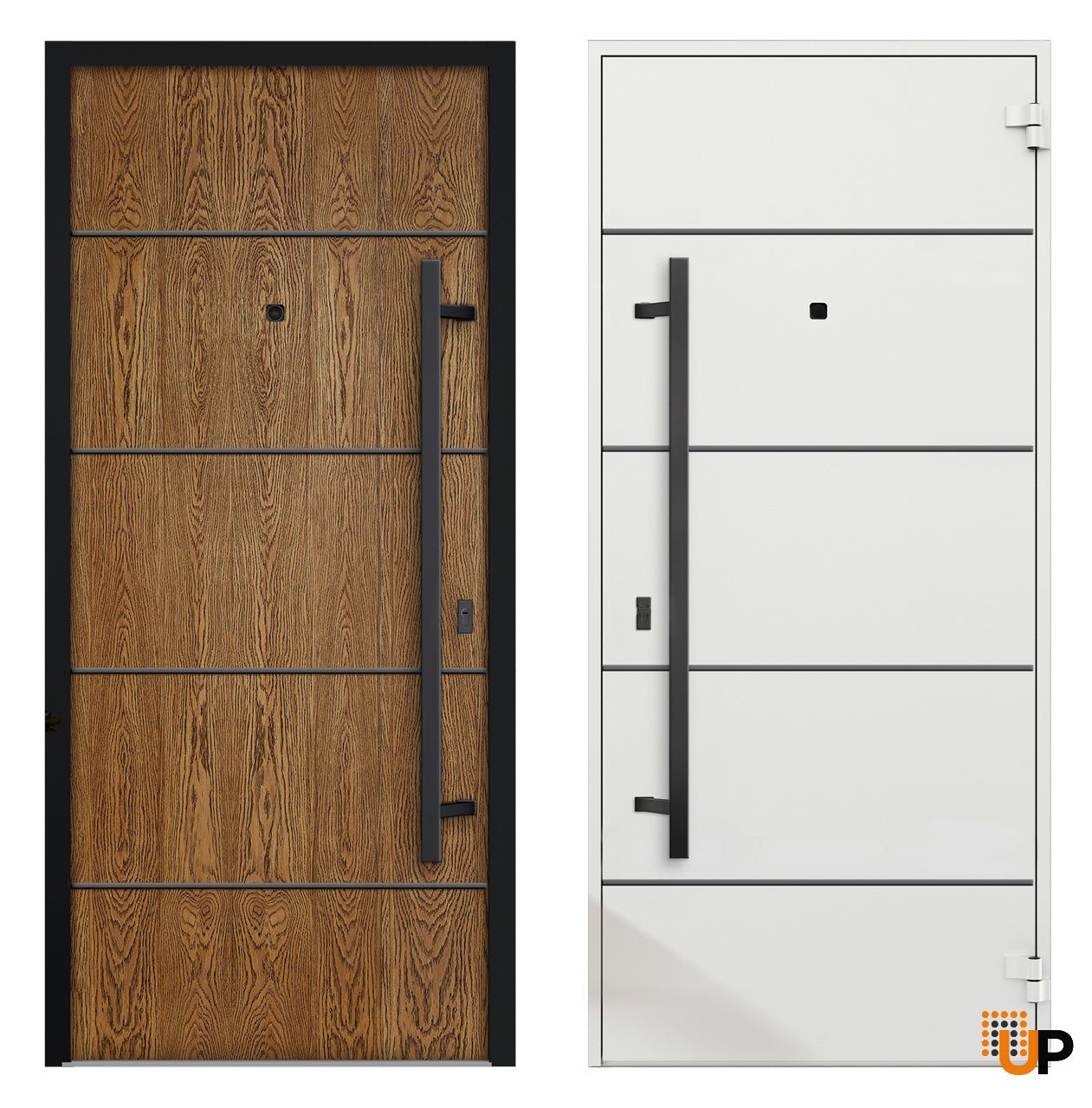 Front Exterior Prehung Steel Door / Deux 6683 Natural Oak / Transom ...