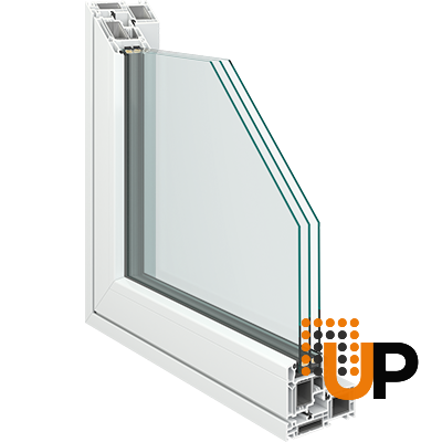 Casement Window PVC with Side Hinges, Two Windows, Right Opening, Fixed Top