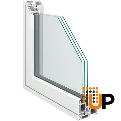 Bay 3 Windows PVC with Top Control, Glass Panels 1x2 (View from inside)