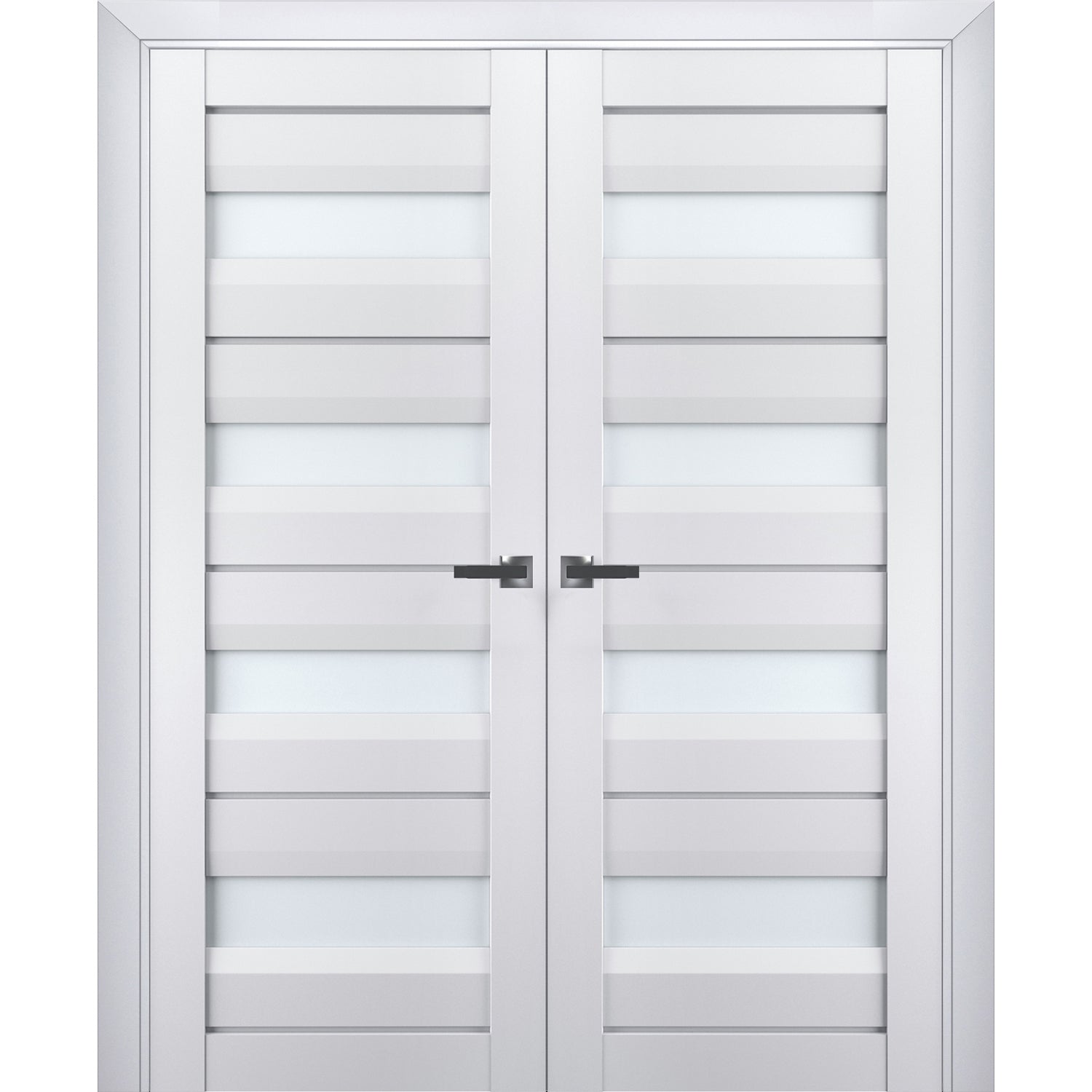 Interior Solid French Double Doors Frosted Glass | Veregio 7455 ...