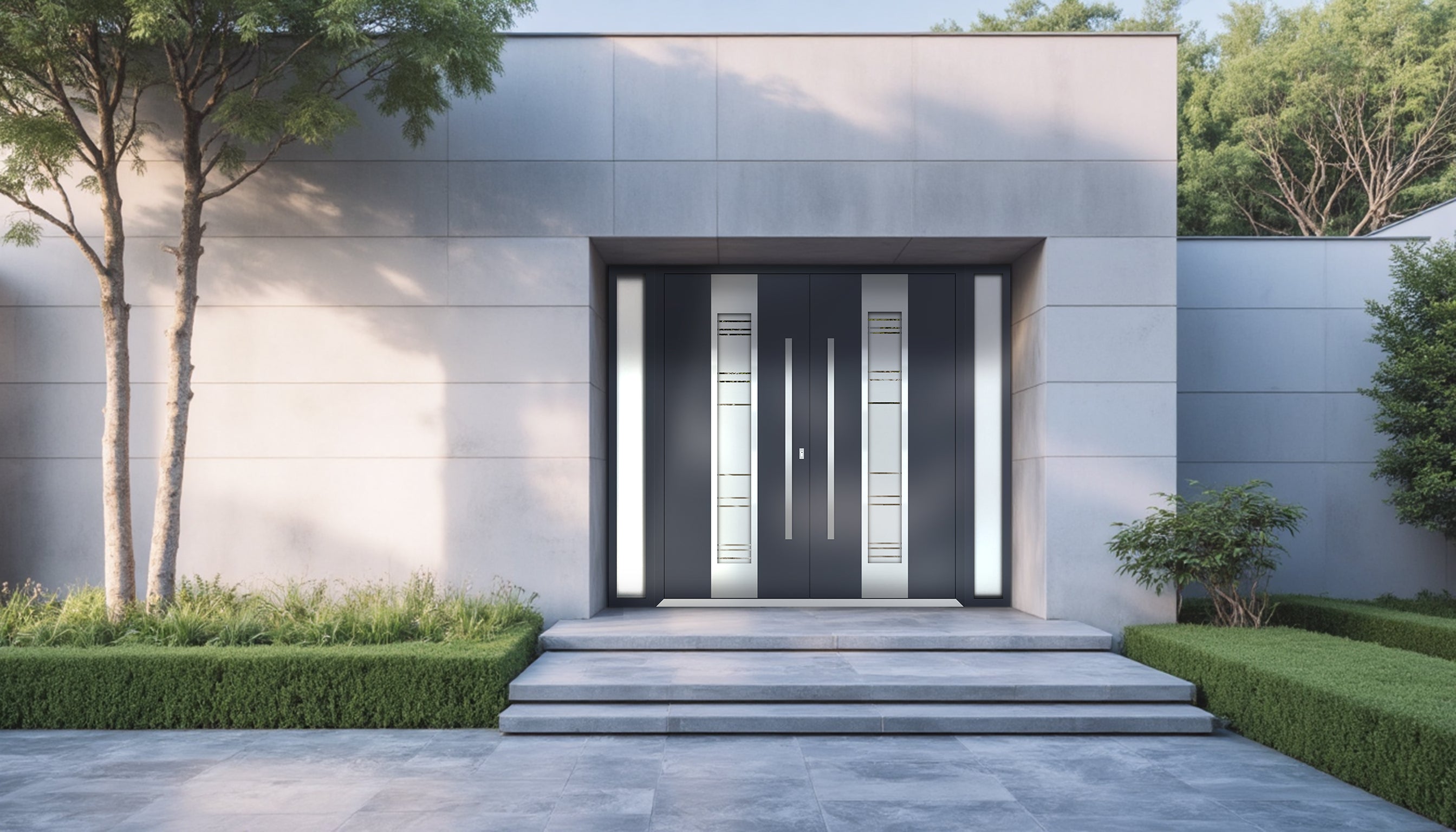 Deux 0757 Exterior Aluminum Double door view 3