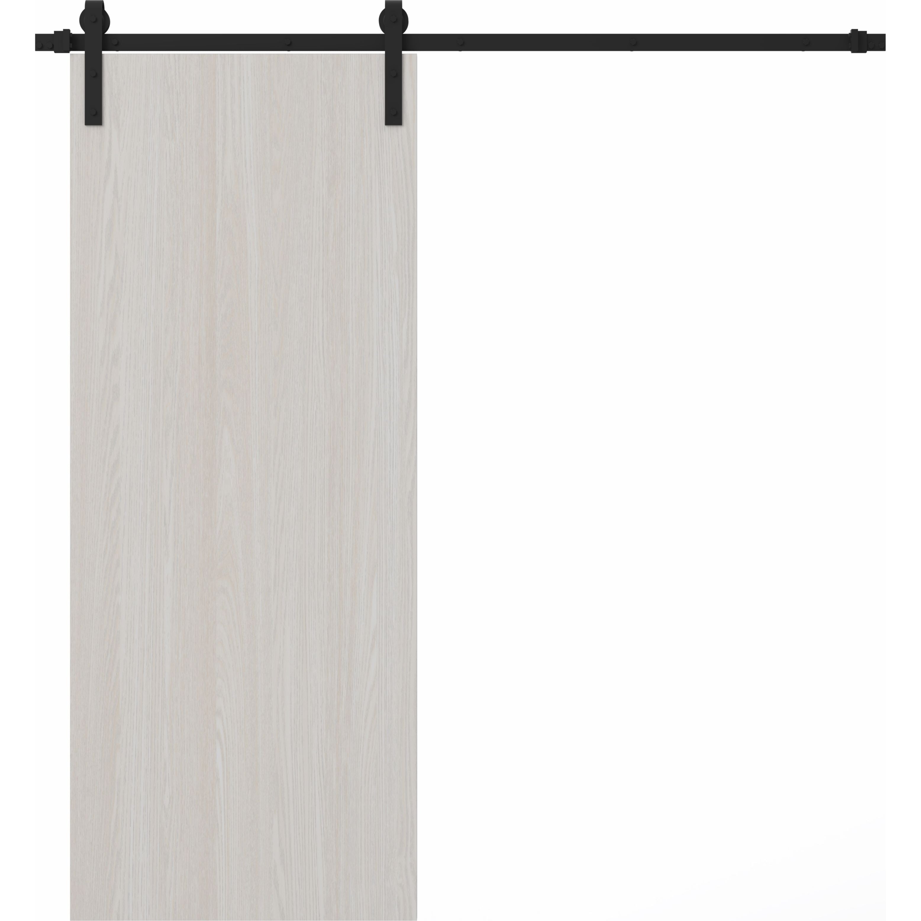 Modern Barn Door 18 x 80 inches | BASIC 3001 Caramel Oak | 6.6FT Rail Track Heavy Hardware Set | Solid Panel Interior Doors Ash Franko