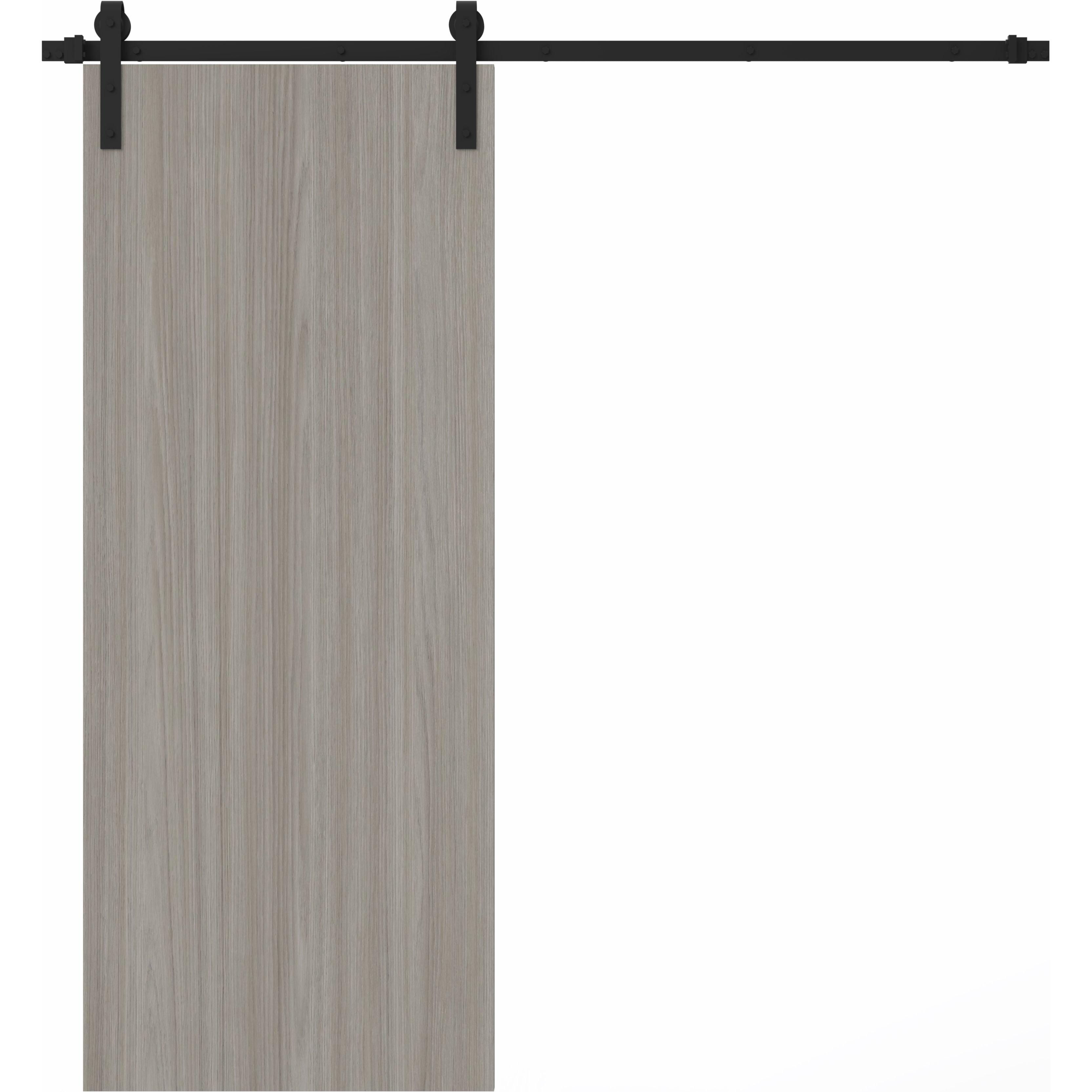 Modern Barn Door 18 x 80 inches | BASIC 3001 Caramel Oak | 6.6FT Rail Track Heavy Hardware Set | Solid Panel Interior Doors Oak Franko