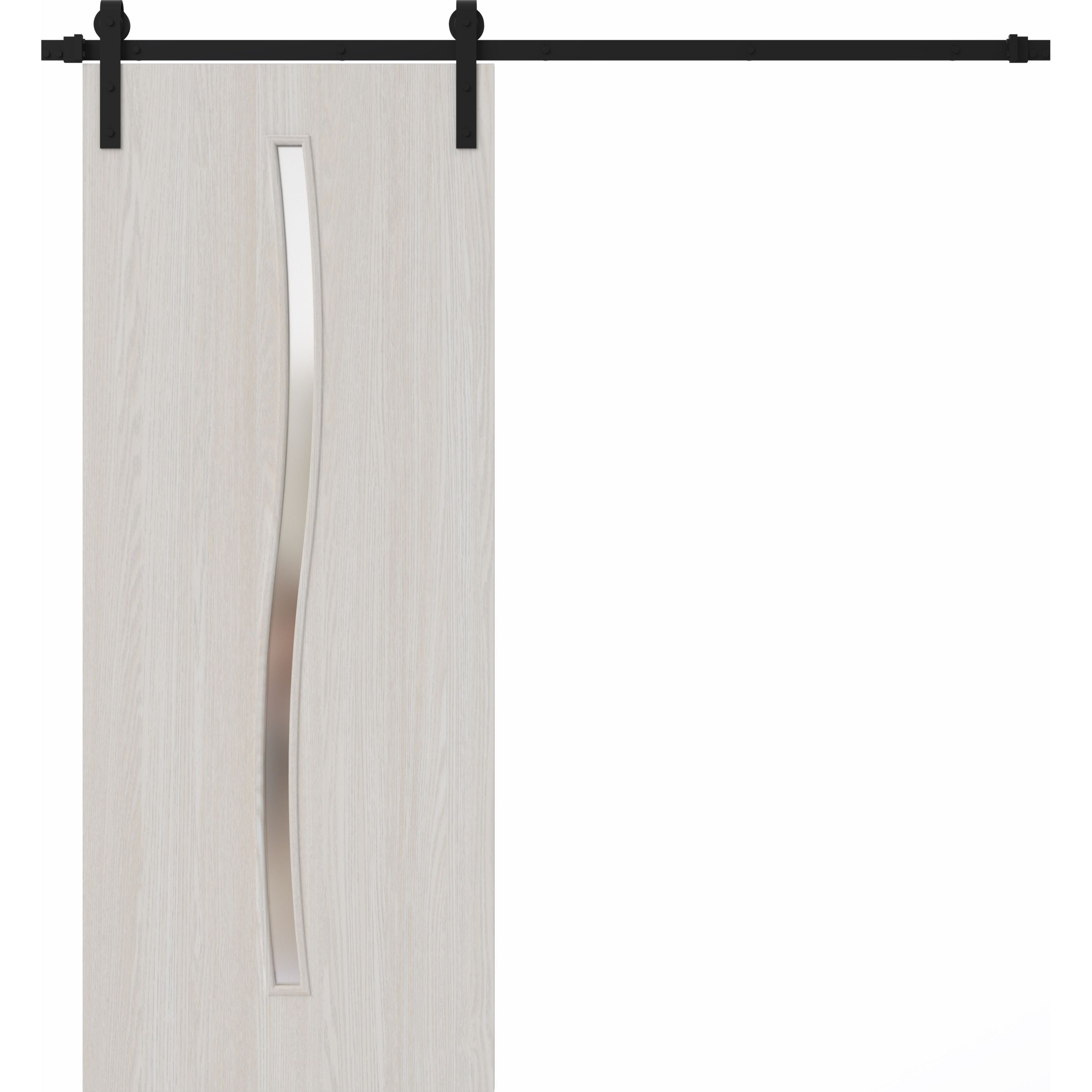 Modern Barn Door 18 x 84 inches | BASIC 3002 Ash | 6.6FT Rail Track Heavy Hardware Set | Solid Panel Interior Doors Ash Franko