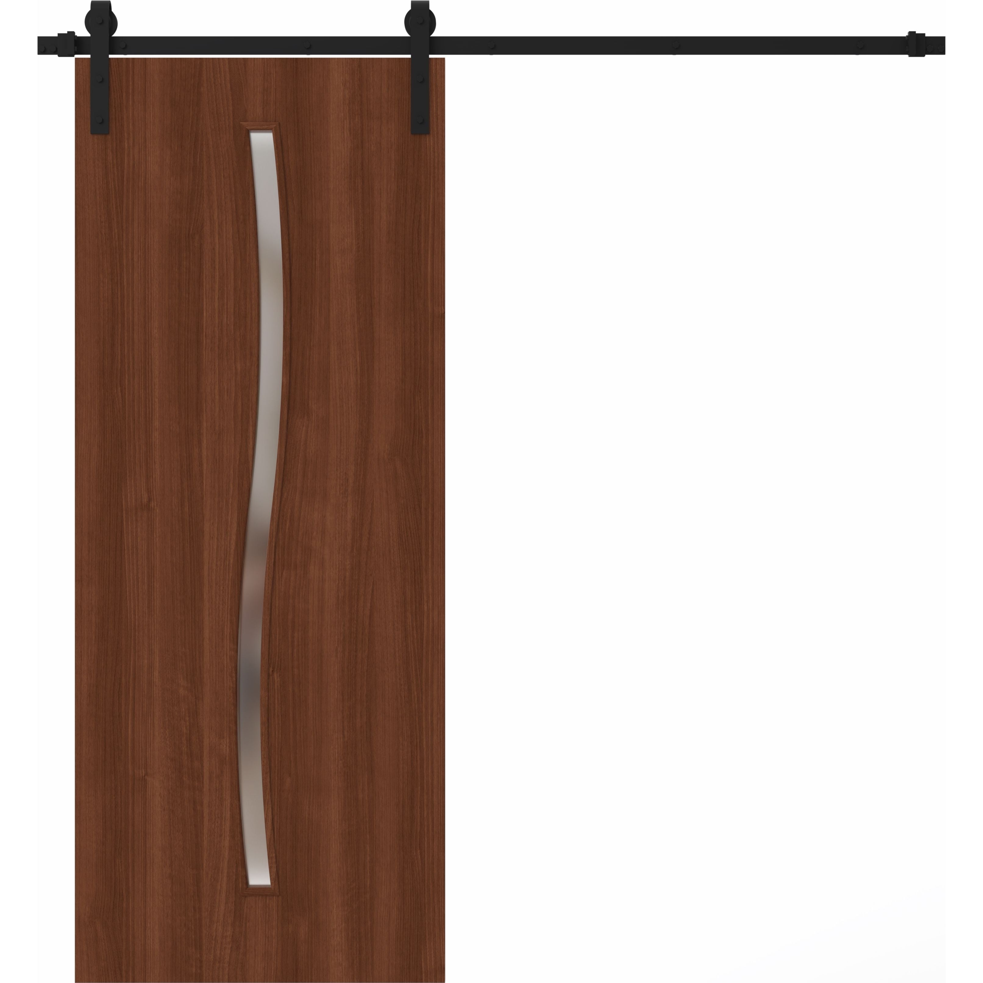 Modern Barn Door 18 x 84 inches | BASIC 3002 Ash | 6.6FT Rail Track Heavy Hardware Set | Solid Panel Interior Doors Walnut Franko