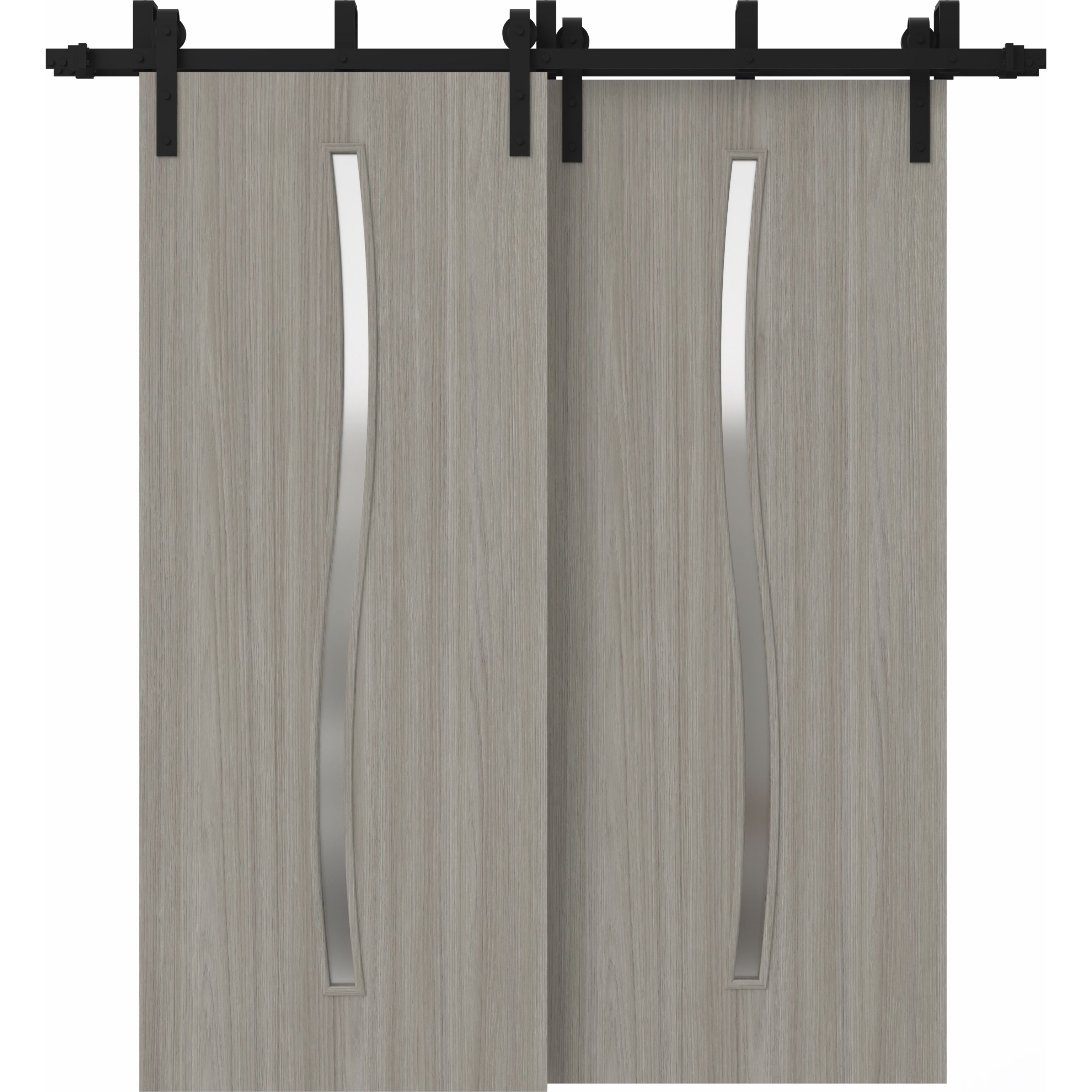 Sliding Closet Barn Bypass Doors 36 x 80 inches | BASIC 3002 Walnut | Modern 6.6ft Rails Hardware Set | Wood Solid Bedroom Wardrobe Doors Oak Franko