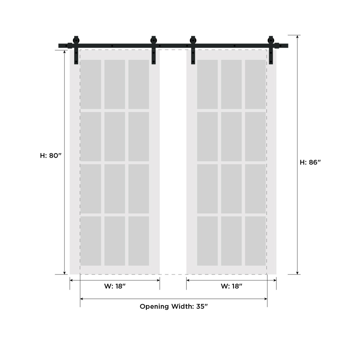 Mela 7222 Double Barn door view 4