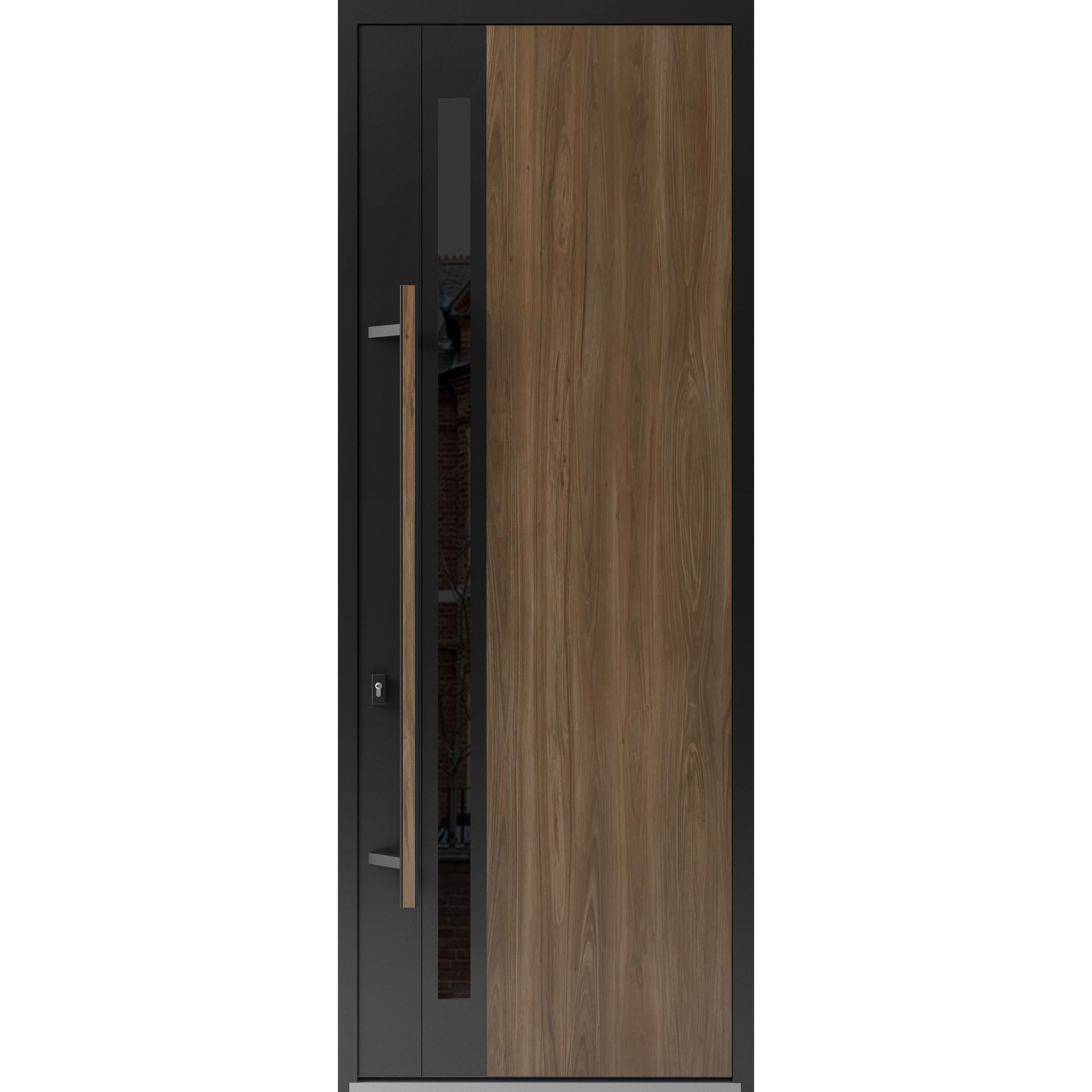 Front Exterior Prehung Steel Door / Dekton 0163 Venezia Noce 96”/ Entry Metal Modern Painted W36" x H96" Right hand Inswing Venezia Noce