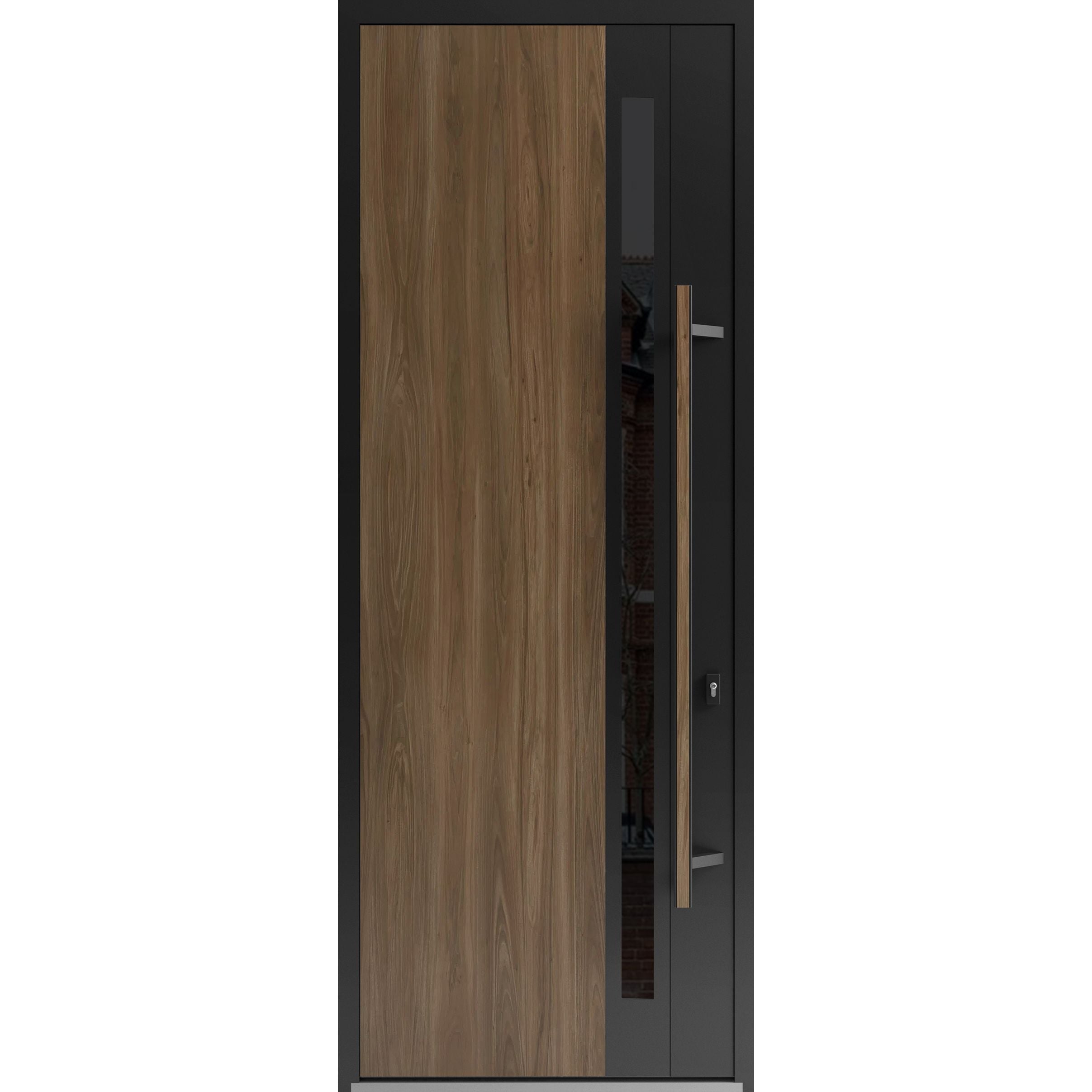 Front Exterior Prehung Steel Door / Dekton 0163 Venezia Noce 96”/ Entry Metal Modern Painted W36" x H96" Left hand Inswing Venezia Noce