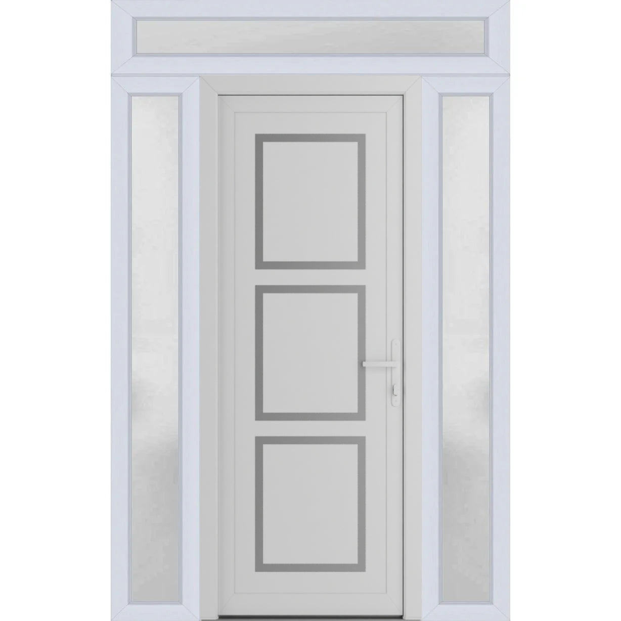Front Exterior Prehung Metal-PlasticDoor | Manux 8661 Walnut | 2 Side and Top Sidelite Transom | Office Commercial and Residential Doors Entrance Patio Garage 64" x 94" (W14+36+14" x H80+14") Left hand Inswing White