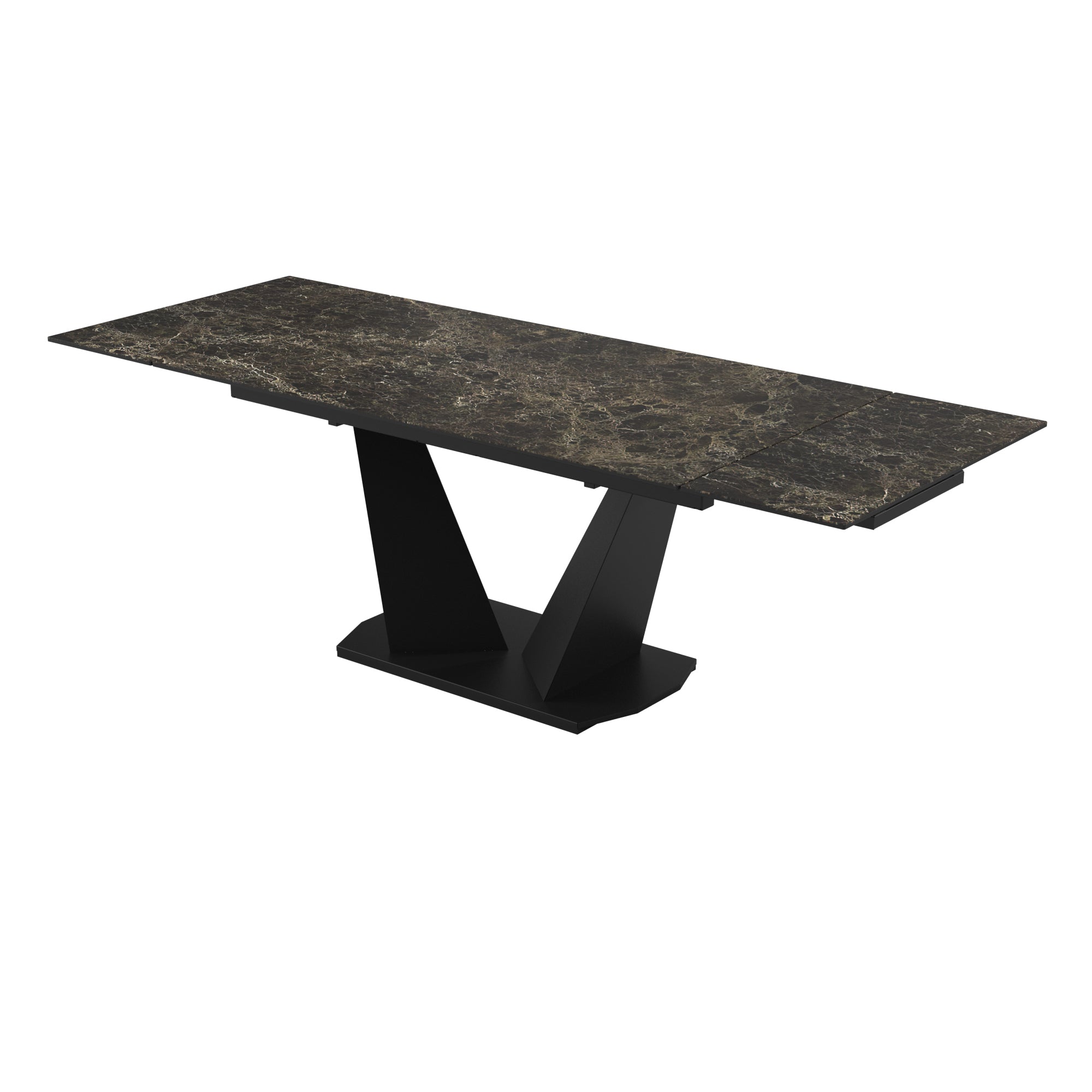 Dining Table PARMA 55(78)x31x29 Laminam Bianco StatuaMILAN Venato Laminam Emperador Extra