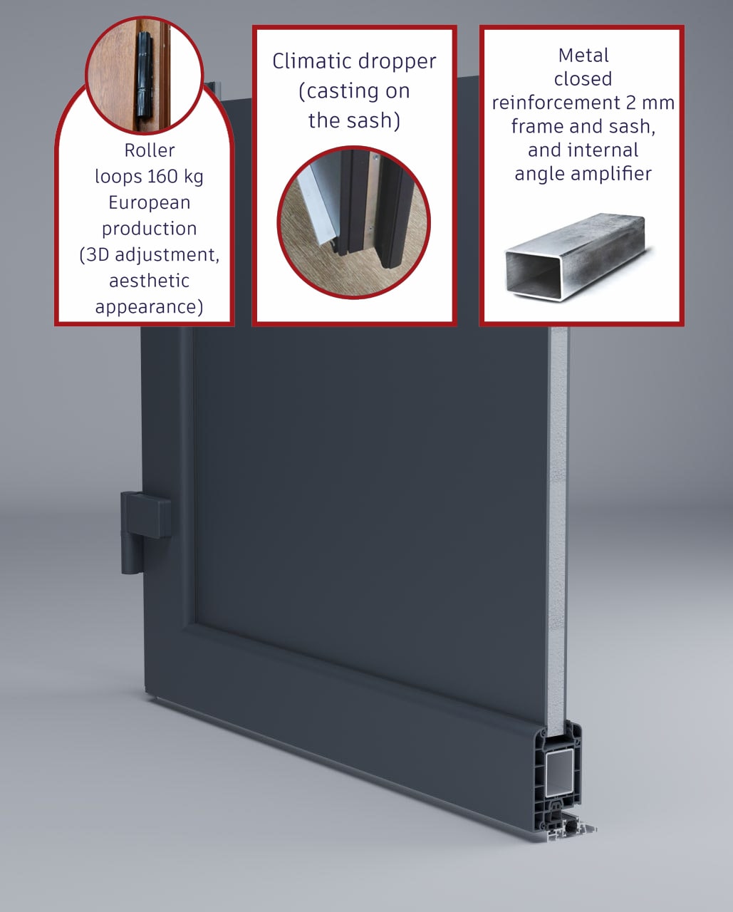 Manux 8002 Exterior PVC/Metal door view 4