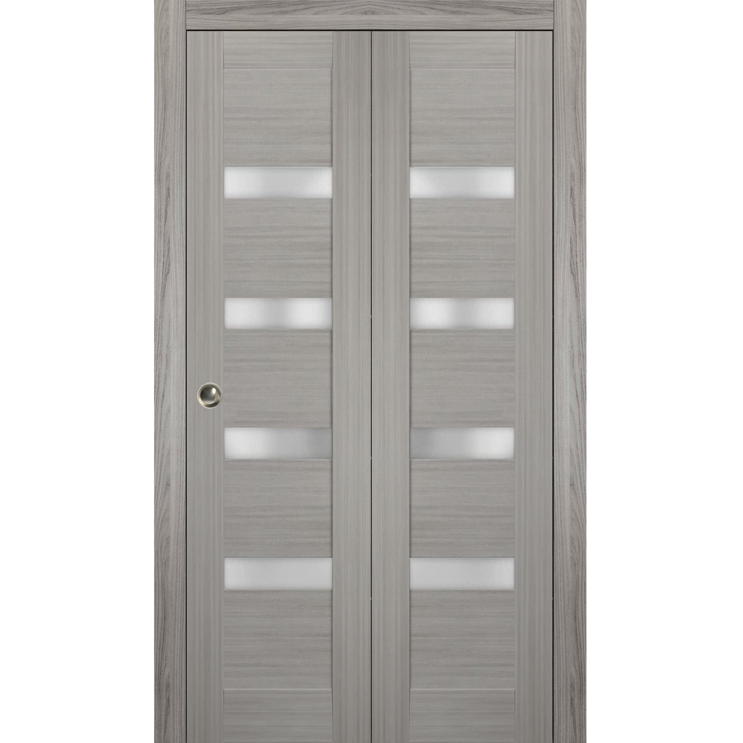 Sliding Closet Bi-fold Doors | Quadro 4113 White Silk with Frosted ...